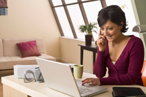 woman working in home office